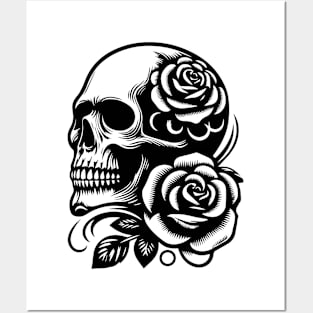 skull roses design Posters and Art